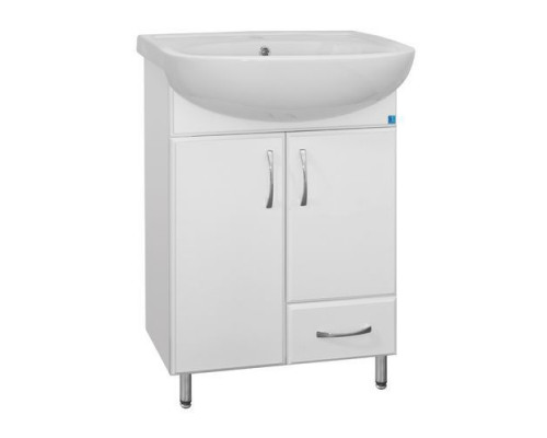 Тумба Sun&Aqua 10 Стиль 55 (2 двери+1 ящик) белая (под умывальник Уют-55/Стиль-55)