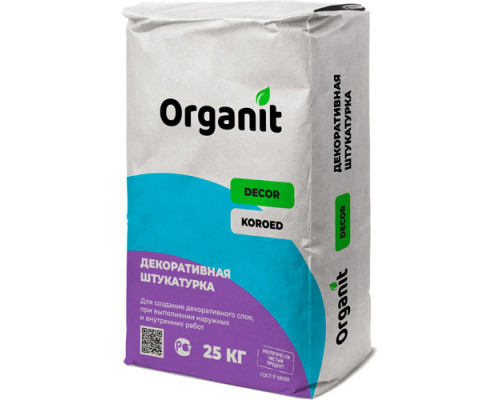 Штукатурка декоративная ORGANIT Короед 3мм CR D 25кг (1поддон-48шт)