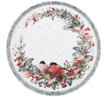 Поднос сервировочный Agness Снегири 33*2,1 см 898-228