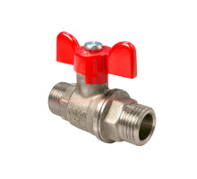 Кран шаровой Valfex 11Б27фт1М для воды 1/2" НР/НР бабочка, никелированная латунь (96/24)