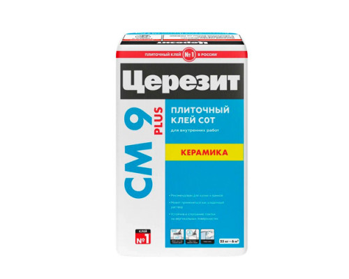 Клей для плитки ЦЕРЕЗИТ СМ 9/25 (25кг) (для внутренних работ) 792209 (1 поддон - 48 мешков)