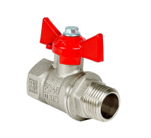 Кран шаровой Valfex 11Б27фт1М для воды 1 1/4" ВР/НР ручка-бабочка, никелированная латунь (24/6)