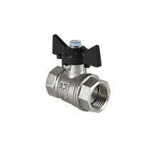 Кран шаровой латунный Valfex DeltaPro для воды 1/2" ВР/ВР бабочка, НИКЕЛИР-Й 11Б27фт1М (136/34)