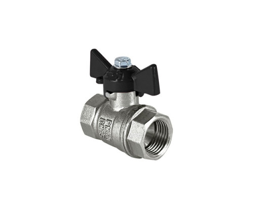Кран шаровой латунный Valfex DeltaPro для воды 1/2" ВР/ВР бабочка, НИКЕЛИР-Й 11Б27фт1М (136/34)
