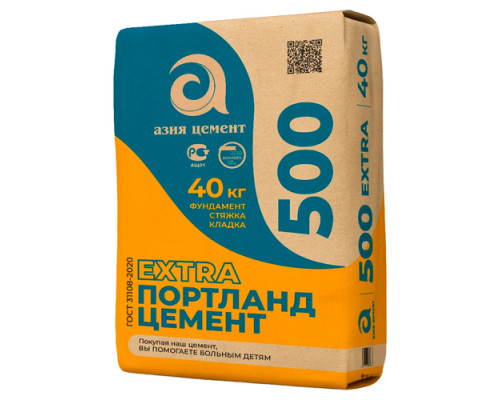 Цемент Азия Цемент II/А-П 42,5Н (ГОСТ31108-2020) (М-500) 40кг (поддон 40 шт.) EXTRA
