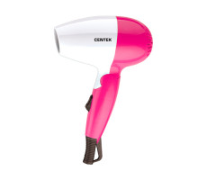 Фен Centek CT-2229 (белый/розовый) 1200Вт, 2 скорости и температуры нагрева, складная ручка