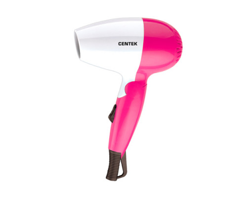 Фен Centek CT-2229 (белый/розовый) 1200Вт, 2 скорости и температуры нагрева, складная ручка